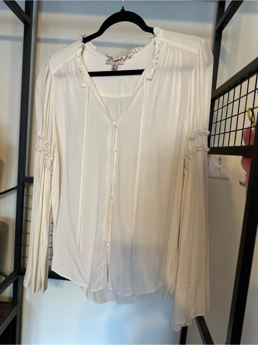Cream Button Down Blouse